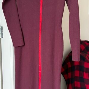 Marine Layer Long Sleeve Dress - Burgundy and Red